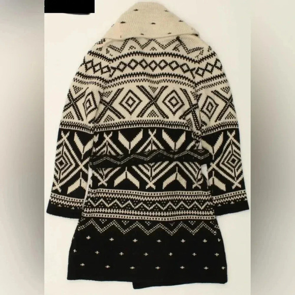 Ralph Lauren Women’s Black White Aztec Southwest Car Coat Cardigan Size XL - Picture 9 of 16